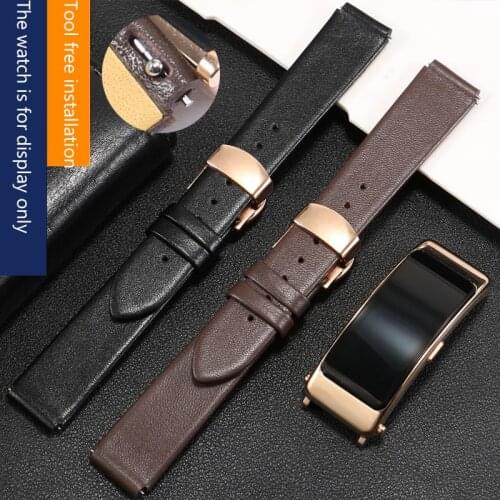 Replacement Huawei B6 Genuine Leather Strap B3 B5 Smart Bracelet Sport Business Mens And Womens Cattle Belt Butterfly Buckle A