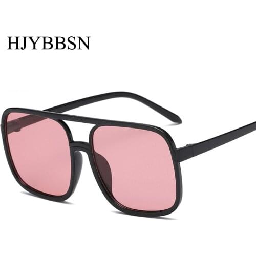 RUISIMO 2018 Women Oversized Aviation Square Sunglasses Women Diamond New Fashion Brand Designer Black Red Female Sun Glasses