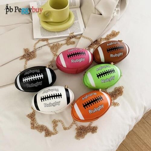 Women Bags Luxurious Chains Messenger Bag Fashion Casual Rugby Ball PU Chain Print Shoulder Crossbody Messenger Bags