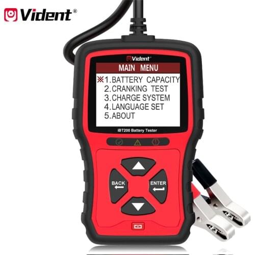 VIDENT iBT200 9V-36V Battery Tester for 12V Passenger Cars and 24V Heavy Duty Trucks 100 to 2000CCA Car Battery Analyzer