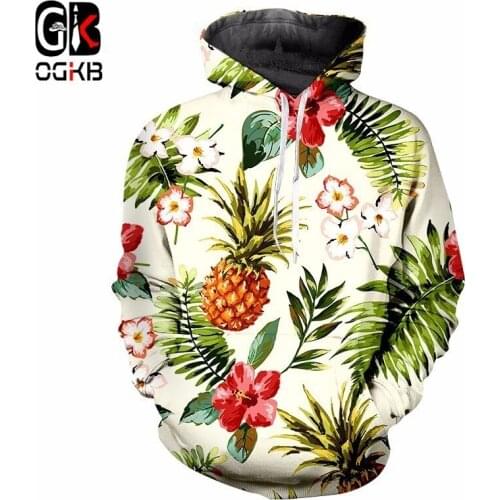 OGKB Hot Sale Men/women Hoodies Fashion 3d Full Printing Pineapple Flowers Hoodie Streetwear Casual Cospaly Sweatshirt Plus Size