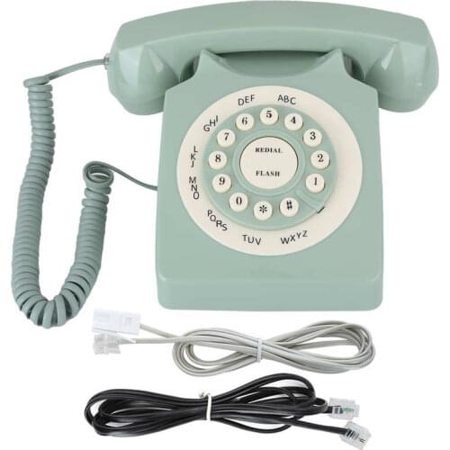 Vintage Wired Phone Antique European Landline Telephone Green Call Large Clear Button Home Office Retro Telephone