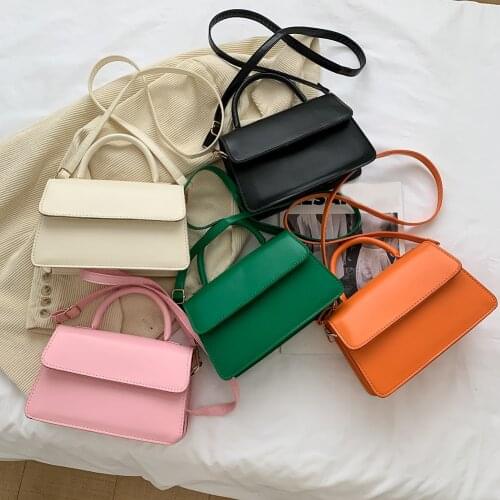 Women Vintage PU Leather Shoulder Crossbody Bag Casual All-match Pure Color Messenger Handbags Portable Travel Square Purse