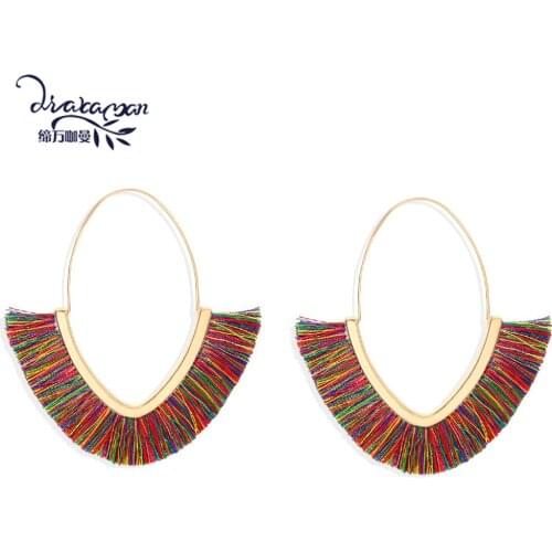 Dvacaman Ethnic Tassel Earrings Drop Jewelry for Women Bohemian Fringe Statement Earrings Summer Beach Holiday Accessories 2020