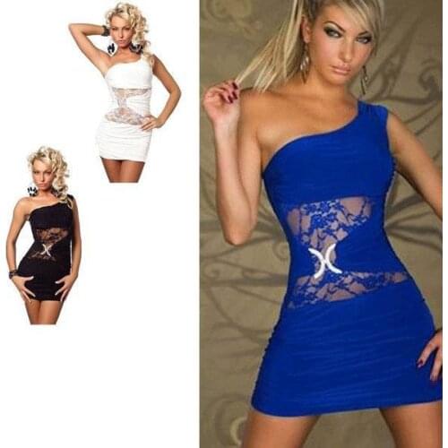 Hot Sale Sexy One Shoulder Tight Dress 3S2072 Sexy Mesh Clubwear For Women Sexy Party Clubwear