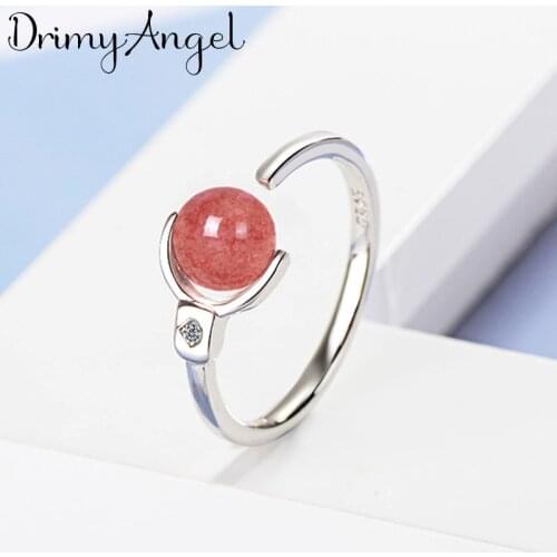 Charming Boho Korean Open Adjustable Size Pink Stone Rings for Women Wedding Ring Jewelry Valentines Day GIFT