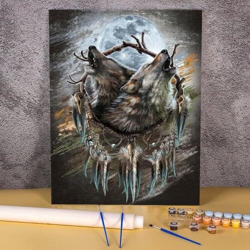Animal Wolf Painting By Numbers Set Acrylic Paints 40*50 Painting On Canvas Decorative Paintings Crafts Adults Drawing