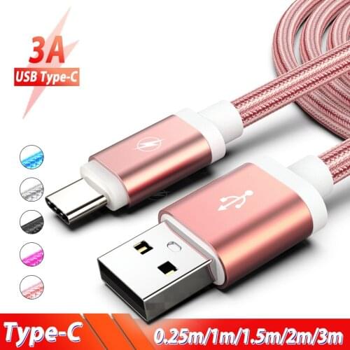 1m 2m Usb Type C Cable 3.1 Fast Charging Cable for Samsung Galaxy S20 FE S10 S9 Note 20 10+ A80 A90 A60 Phone Charger Wire Cord