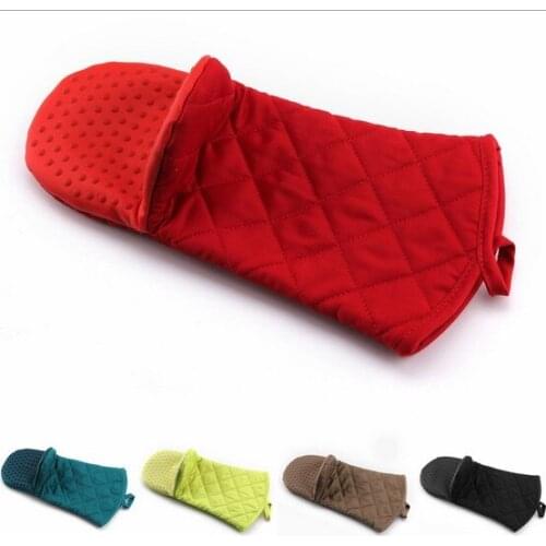 1PC 33cm Long Silicone Rubber Oven Gloves Heat Resistant BBQ Gloves,Oven Mitts Pot Holders Avoid Scald Accident ELB 209