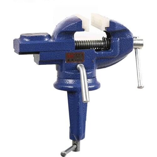 1PCS Small Swivel Base Clamp-on Bench Vise For Woodworking Repair Work Vice Light Duty Mechanic Table 360 Degree Cast Iron Top