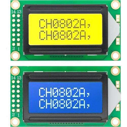 10PCS 8 x 2 LCD Module 0802 Character Display Screen blue/yellow green