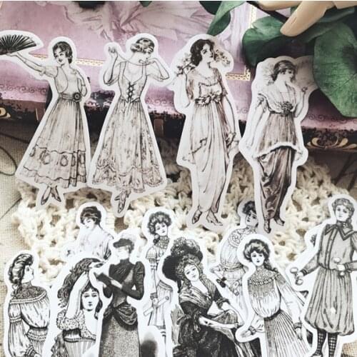 14pcs Vintage lady stickers DIY scrapbooking album junk journal happy planner decorative stickers