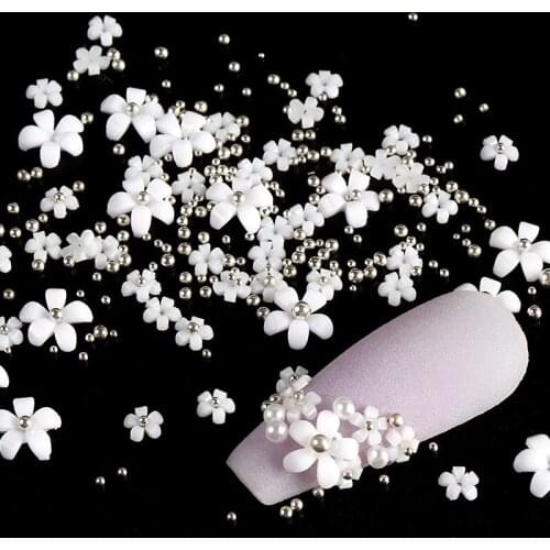 2g Acrylic Flower Nail Art Decoration Mixed Size White Rhinestones Silver Gem Manicure Tool Accessories For DIY Nail Design