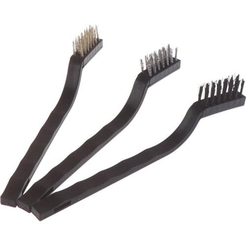3Pcs Mini Stainless Steel Rust Brush Brass Cleaning Polishing Detail Metal Brush Wire Toothbrush Cleaning Tool Family Kit