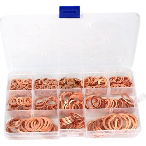 300Pcs/Set Copper Washers Flat Ring Sump Plug Seal orted Set Professional Car Accessories Kit Copper Ring Gasket