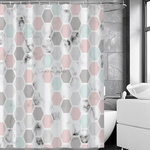 3D Geometric Floral Digital Print Shower Curtain DIY Bathroom Curtain Fabric Can Wash Polyester Bathtub Art Decoration