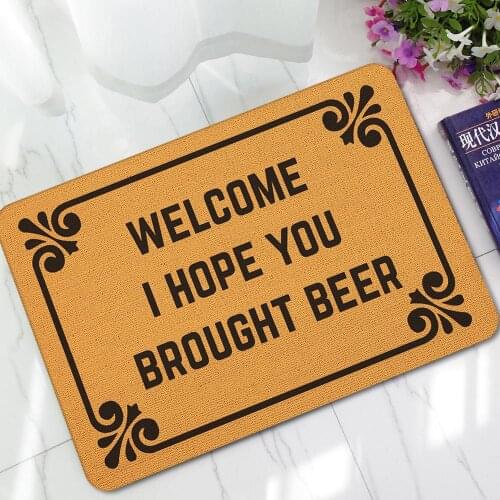 45*75cm/40*60cm Welcome I Hope You Brought Wine / Beer Printed Funny Doormat Saying Quotes Anti-slip Floor Mat Area Rugs