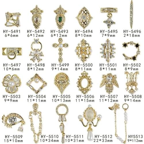 5pcs/lot 3D flower Crown chain gemstone pendant alloy Zircon Nail art Accessories micro luxury crystal metal nails Decoration