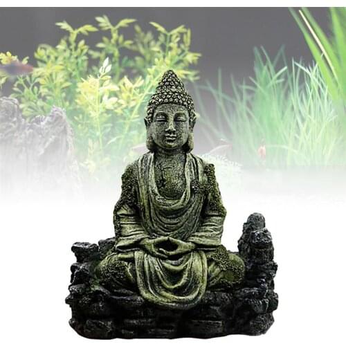 Fish Tank Ancient Buddha Statue Ornament Home Aquarium Sitting Statue Landscaping Decoration Fish Reptile Hiding Stone Rock