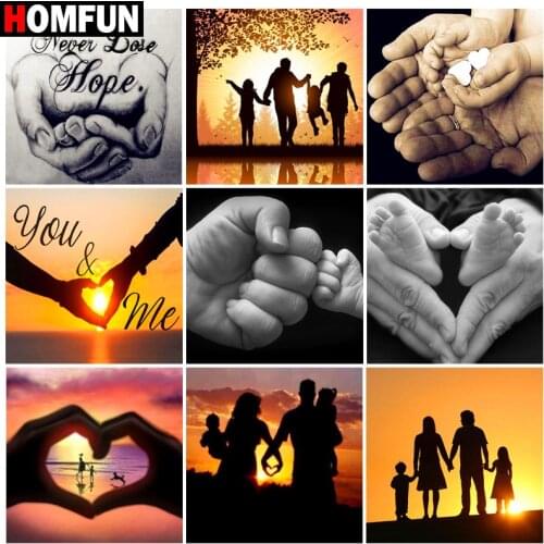 HOMFUN Diy 5d Diamond Painting “Family hands love" Cross Stitch Square Round Diamond Embroidery Handwork Rhinestone Art