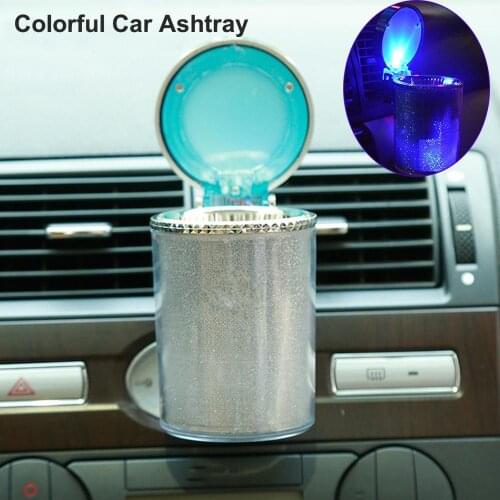 Auto Car Ashtray Holder Cup Trash Container LED Light Cigarettes Ash Cylinder Cigar Smoke Tray Storage Smoke Travel Remover Nice
