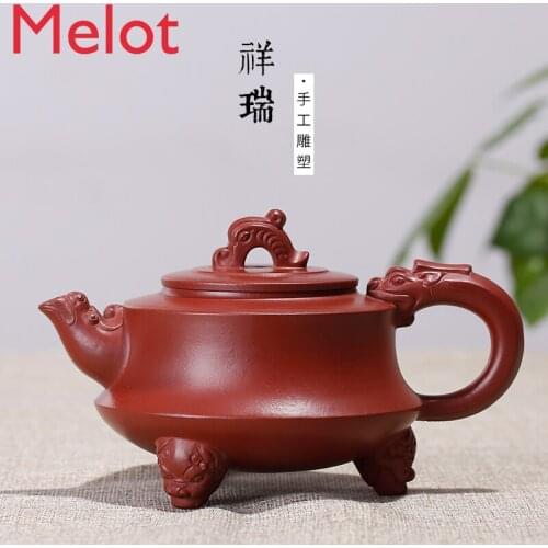 Purple Sand Pot Genuine Raw Ore Red Robe Teapot Large Dragon Pot Handmade Teapot Rain Sand