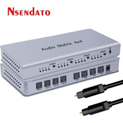 4x4 Spdif Toslink Digital Optical Audio Matrix 4 in 4 out Switch Converter Splitter Box for TV STB DVD Player PC Amplifier