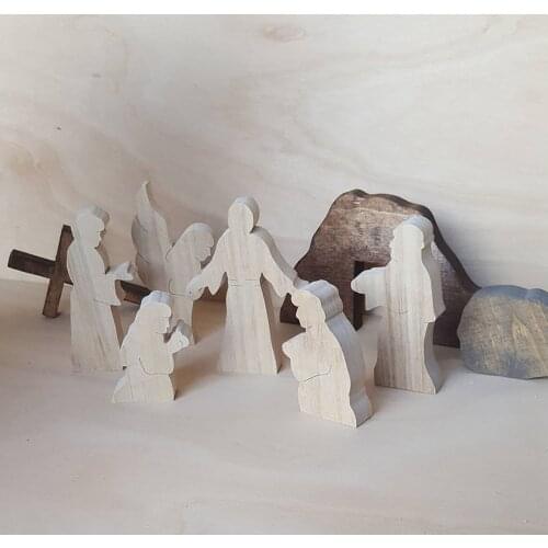 Wood Easter Figurines Wooden Christian Jesus Scene Ornaments Room Decoration Accessories Jesus Resurrection Decor декор дома