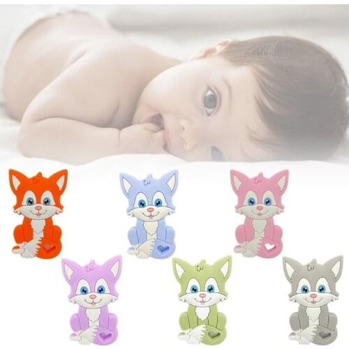 Baby Cartoon Animal Shape Silicone Beads Teether DIY Chewable Molar Soother Toys Infant Teething Shower Gifts