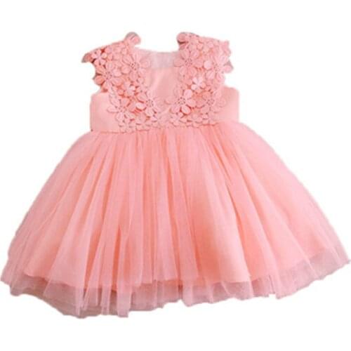 Princess Kids Baby Girls Dress Lace Flower Tulle Christening Gowns Tutu For Babies 1st Birthday Outfits Toddler Baptism Cosutme