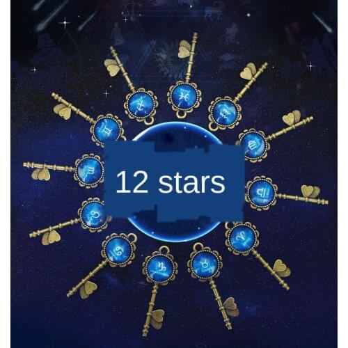 Twelve Constellation Luminous Metal Keychain Handmade Starry Sky Time Gem Keychain Car Accessories Volume_up Content_copy Share