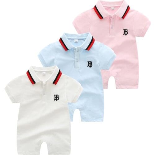 New Summer baby boy clothes newborn boys and girls stitching cotton short-sleeved alphabet style romper 0-24 months
