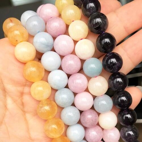 Round Amethysts Morganite Opal Aquamarines Stone Beads 6 8 10mm Loose Spacer Beads for Jewelry Making DIY Bracelet Accessories