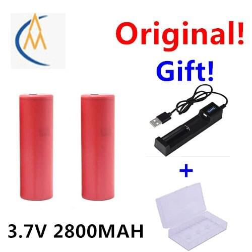Buy 1 Get 1 FREE New Genuine Sanyo 18650 2800mah lithium rechargeable battery notebook cell full capacity mobile power supply