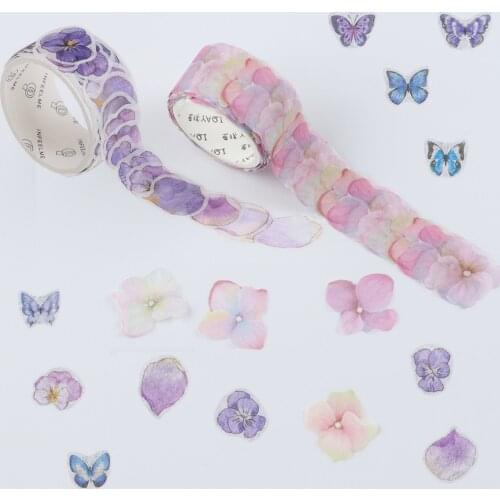 200PCS/Roll Flower Petals Washi Tape DIY Scrapbooking Diary Paper Stickers Roll Cute Adhesive Paper Tape Stationery