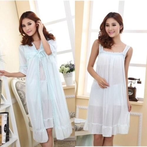 Summer long silk nightgown nightdress women ladies lingerie pajama maternity sleepwear pregnancy nightwear robes two-piece