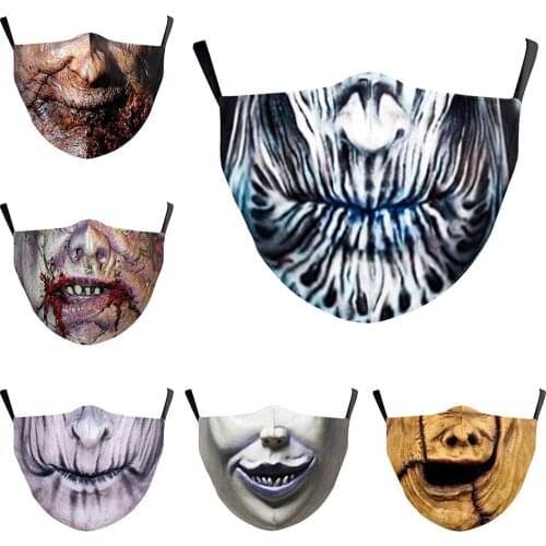HOT Funny Zombie Mouth Cosplay Womens Men Unisex Masks Face-Protection Dustproof Cycling Spots Breathable Adult Halloween Mask