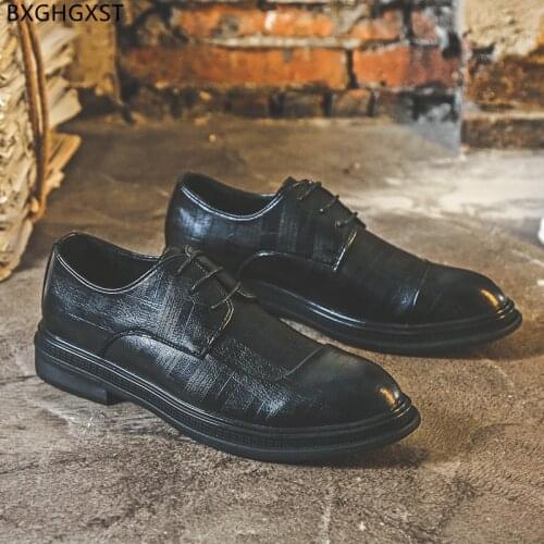 Brown Oxford Leather Shoes Men Classic Pointed Toe Dress Shoes Mens Black Wedding Shoes for Men 2021 Zapatos De Hombre Chaussure