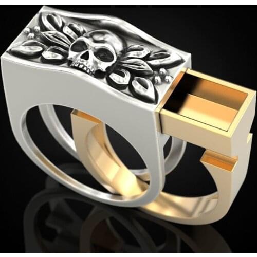 Fashion Punk Style Skull Mens Ring Secret Compartment Coffin Viking Ring Mens Anniversary Gift Hip Hop Neutral Jewelry