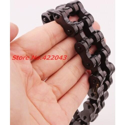 Fashion 22mm Huge Stainless Steel Black Mens Boys Biker Bicycle Motorcycle Chain Males Bracelets & Bangles Cool Jewelry