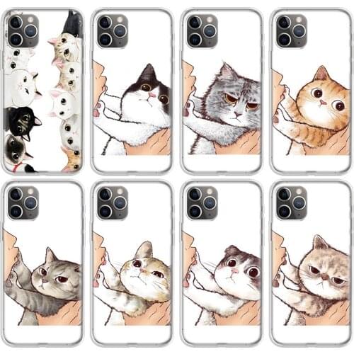 Funny Kiss lovely Cats Face Phone Case For Apple Iphone 11 12 Pro MIni 7 7G 8 8G 6S 6 6G X Xr Xs Max Plus + 5G 5S SE 2020 Cover