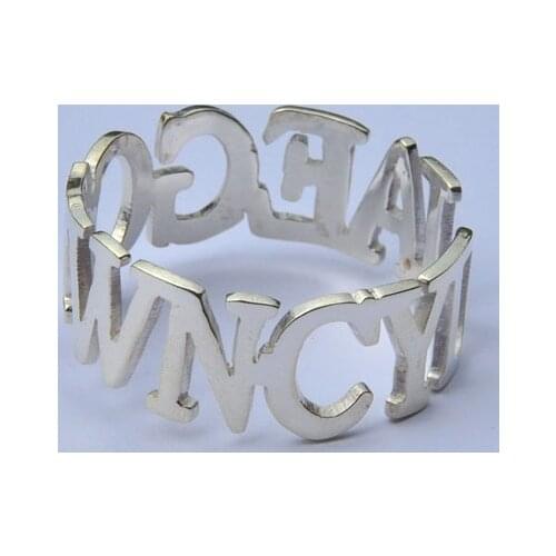 Custom Name Ring Wide Band Personalized All Capital Letters Ring Initial Plate Ring Fashion Jewelry for wome men Christams Gifts