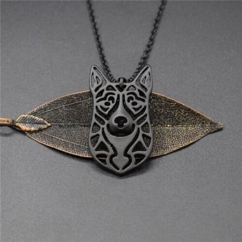 4 Colors New Akita Charm Necklace Trendy Metal Dog Jewellery American Akita Pendant Necklace Women