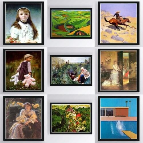 Beauty Girl Field Children Old People Poster Canvas Print Painting Wall Art Living Room Home Decoration