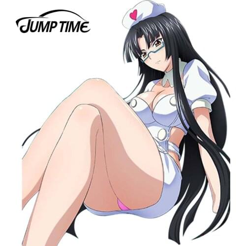 JumpTime 13cm x 11cm Sexy Nurse Lady Car Sticker Shinra Tsubaki Beauty Stickers Car Decal High School DxD Anime Graphic