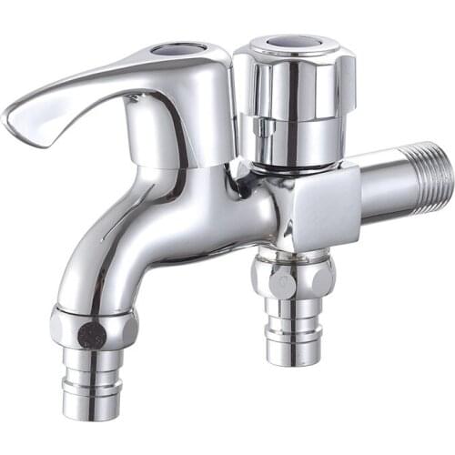 Brass Plating Dual-Purpose Cold Water Faucet, Durable Porcelain Core Washing Machine Faucet Bathroom Faucet Bathroom Accessories