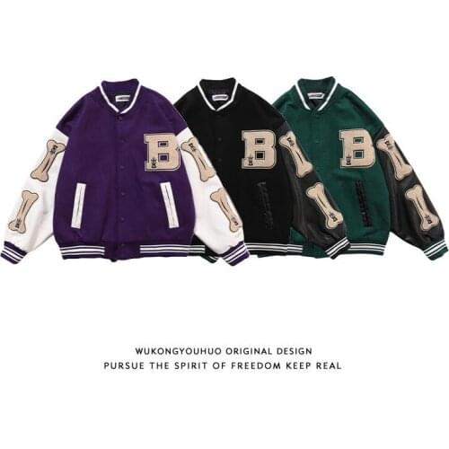 Womens autumn jacket Womens Coats Jackets High Street Hip Hop Baseball Uniforms Casual Coat Loose Stitching Jacket Top Cardigan