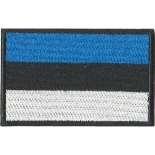 1PC Flag of Estonia Armband Embroidered Patch Hook & Loop or iron on Embroidery Velcro Badge Cloth Military Moral Stripe