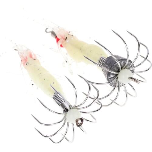 1PC Luminous Squid Jigs Glow Wood Shrimp Blux Octopus Squid Hooks Fishing Lure Simulation Umbrella Hook Fishing agraphe peche