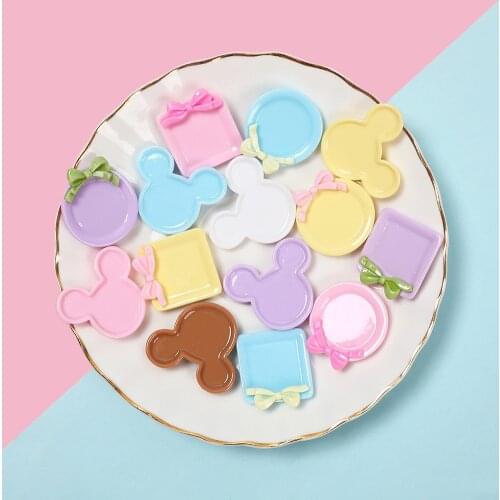 10Pcs Colorful Resin Mni Plate Flatback Kawaii Cabochon Miniature Dollhouse Dolls Accessories DIY Dessert Decoration Craft